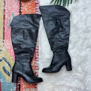 Torrid Black Faux Leather Heeled Knee High Boot 9.5W WIDE WIDTH Winter Fall